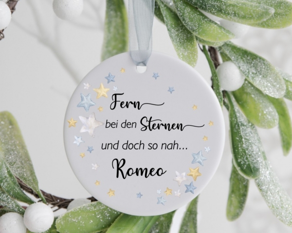 Sternenkind Sterne Erinnerungsanhänger Keramik Anhänger Weihnachtskranz  Weihnachtsanhänger erstes Weihnachten personalisiert Geschenk von Lüttentüddel®